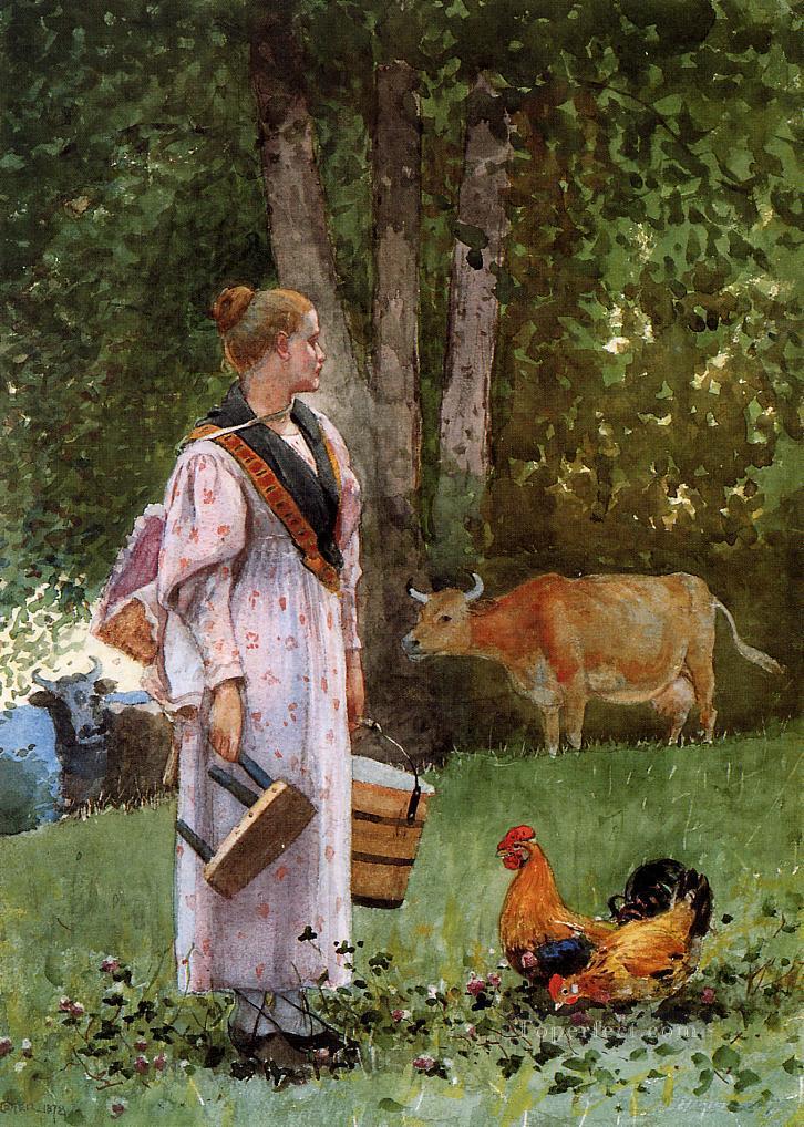 The Milk Maid Realism painter Winslow Homer Oil Paintings